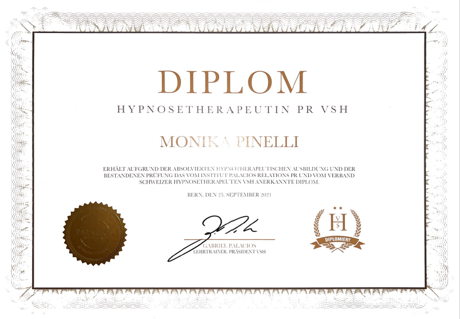 Hypnosetherapeutin Diplom